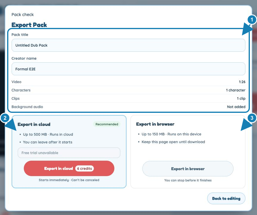 Pack check and cloud or browser export options for The Choicer Voicer mod packs